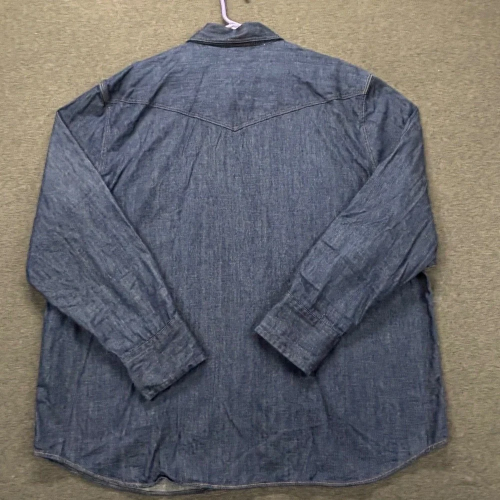 Banana Republic Western Shirt Mens XXL Denim Pearl Snap Long Sleeve cowboy rodeo